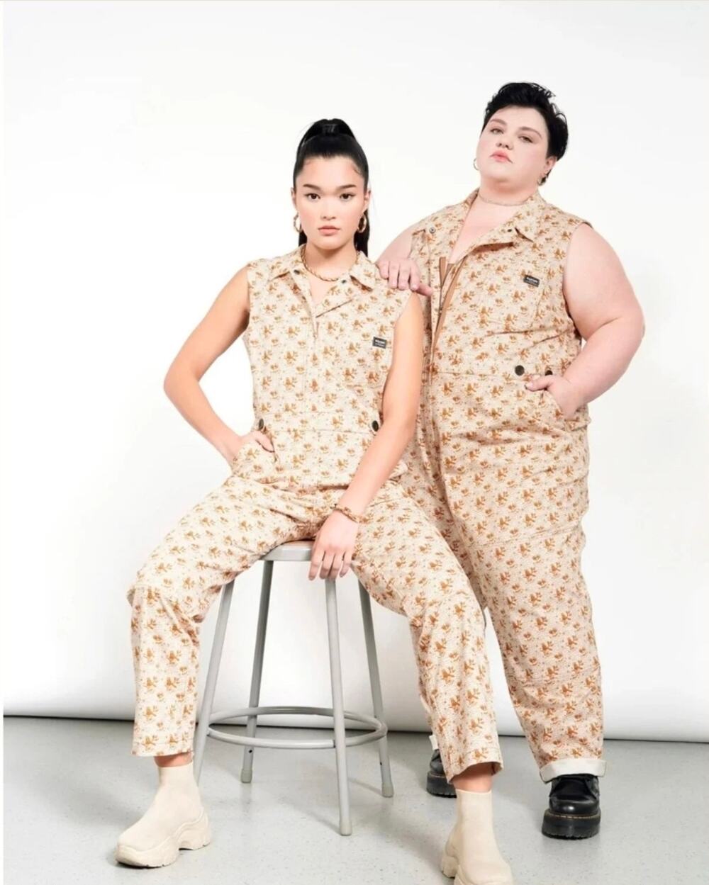 Wildfang The Essential Sleeveless Vintage Bird Floral Coverall Jumpsuit S 4240